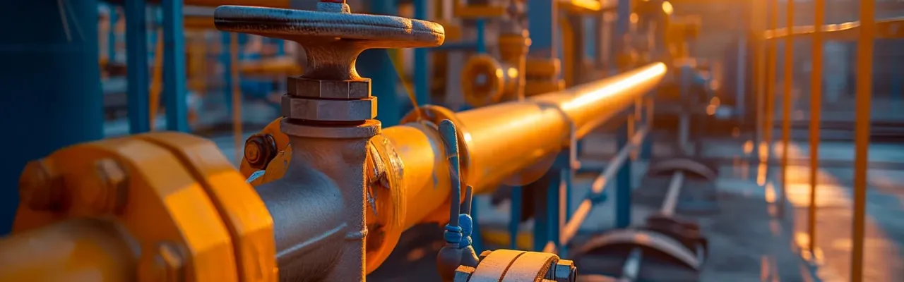 Válvulas industriales en una línea de proceso